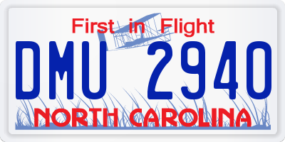 NC license plate DMU2940