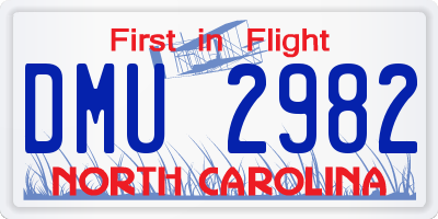 NC license plate DMU2982