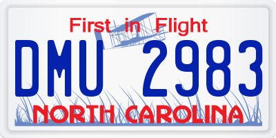 NC license plate DMU2983