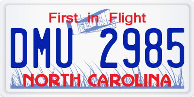 NC license plate DMU2985
