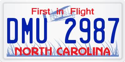 NC license plate DMU2987
