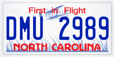 NC license plate DMU2989