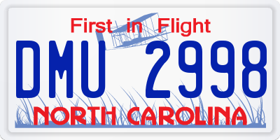 NC license plate DMU2998