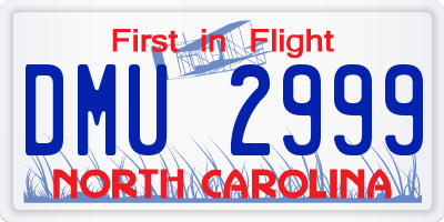 NC license plate DMU2999