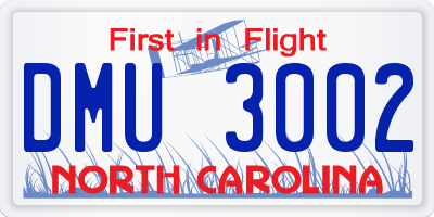 NC license plate DMU3002