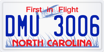 NC license plate DMU3006