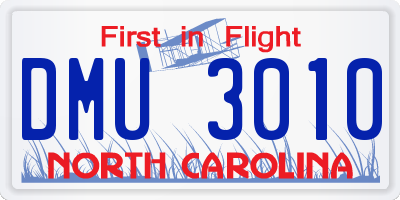 NC license plate DMU3010