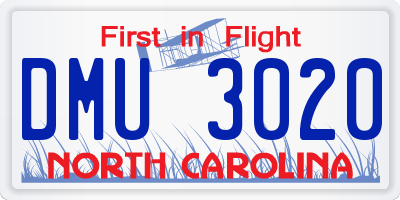 NC license plate DMU3020