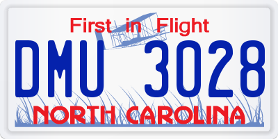 NC license plate DMU3028