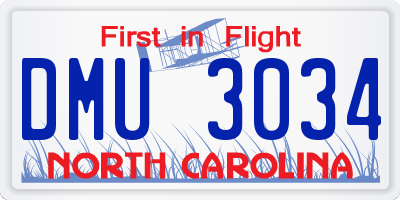 NC license plate DMU3034