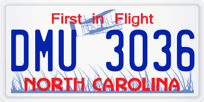 NC license plate DMU3036