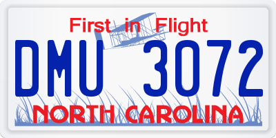 NC license plate DMU3072