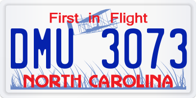 NC license plate DMU3073