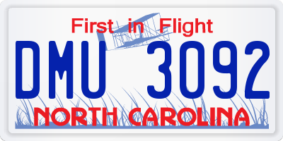 NC license plate DMU3092