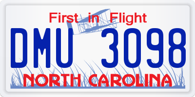 NC license plate DMU3098