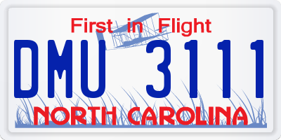 NC license plate DMU3111