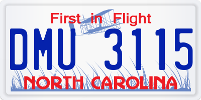 NC license plate DMU3115