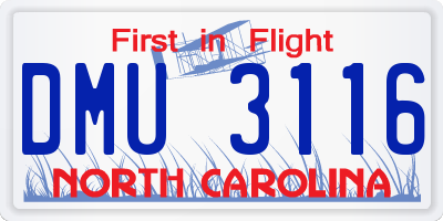 NC license plate DMU3116