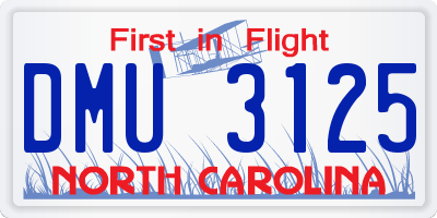 NC license plate DMU3125