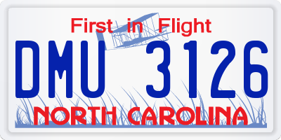 NC license plate DMU3126