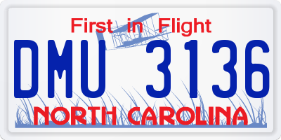 NC license plate DMU3136