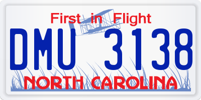 NC license plate DMU3138