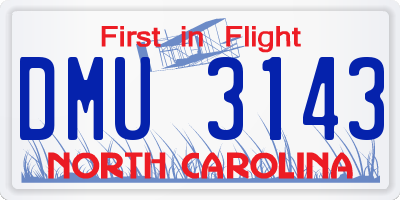 NC license plate DMU3143