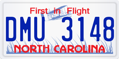 NC license plate DMU3148