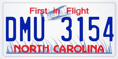 NC license plate DMU3154