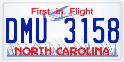 NC license plate DMU3158