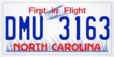 NC license plate DMU3163