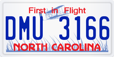NC license plate DMU3166