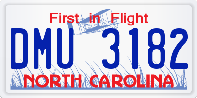 NC license plate DMU3182