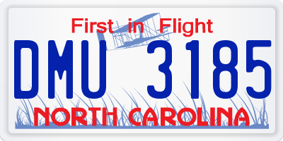 NC license plate DMU3185