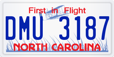 NC license plate DMU3187
