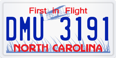 NC license plate DMU3191