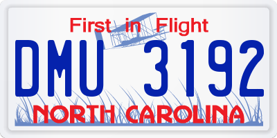 NC license plate DMU3192