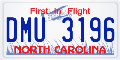 NC license plate DMU3196
