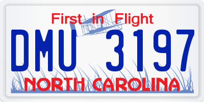 NC license plate DMU3197
