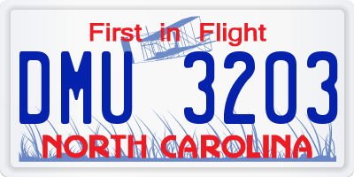 NC license plate DMU3203