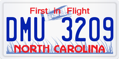 NC license plate DMU3209