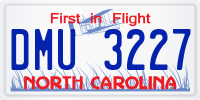 NC license plate DMU3227