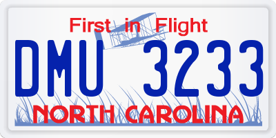 NC license plate DMU3233