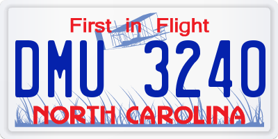 NC license plate DMU3240