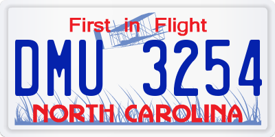 NC license plate DMU3254