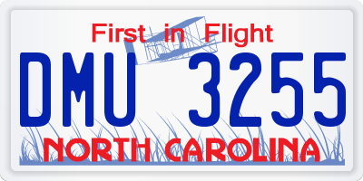 NC license plate DMU3255