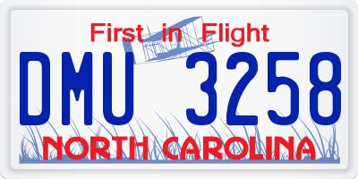 NC license plate DMU3258