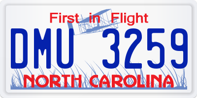 NC license plate DMU3259