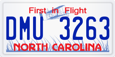 NC license plate DMU3263