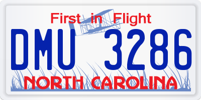 NC license plate DMU3286